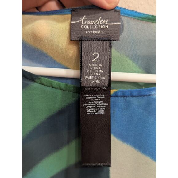 Chico's Black label Traveler's collection pretty mod Drama blouse size 2 - Picture 3 of 11